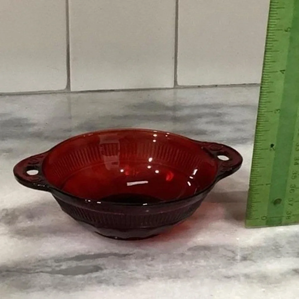 Anchor Hocking Royal Ruby Coronation Berry Bowls, Set of 4 Vintage Ribbed Design